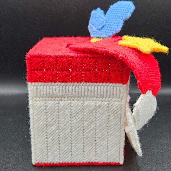 Handcrafted Santa Claus Tissue Box Cover With Bluebird & Yellow Star Design - Picture 4 of 6